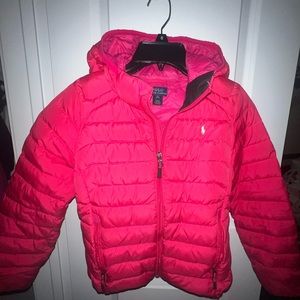 Girls 8/10 Pink Polo Puffer Jacket